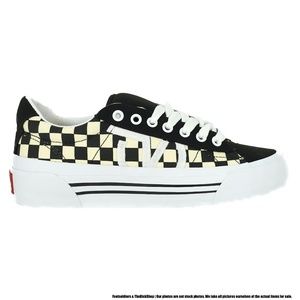 Vans Black and Cream Checkered Platform Shoes